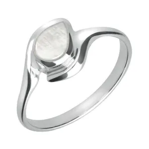 Sterling Silver Mother of Pearl Offset Pear Ring