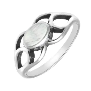 Sterling Silver Mother of Pearl Oval Lattice Ring