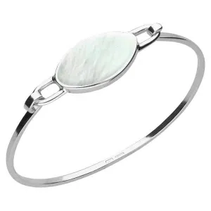 Sterling Silver Mother of Pearl Oval Slim Bangle