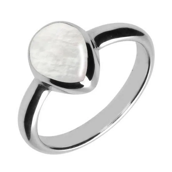 Sterling Silver Mother of Pearl Pear Shaped Ring