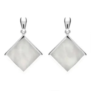Sterling Silver Mother of Pearl Rhombus Drop Earrings