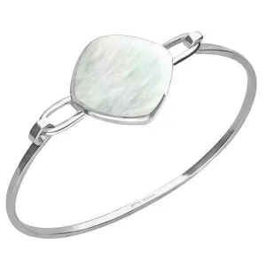 Sterling Silver Mother of Pearl Slim Cushion Bangle