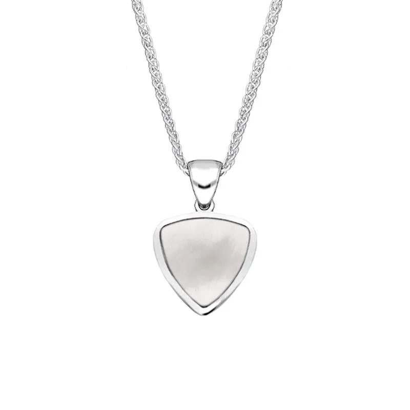 Sterling Silver Mother of Pearl Small Curved Triangle Necklace