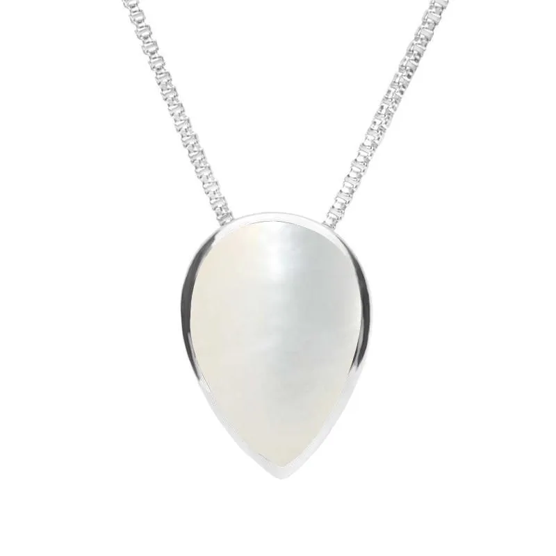 Sterling Silver Mother of Pearl Upside Down Pear Necklace