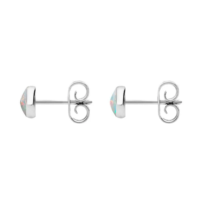 Sterling Silver Opal 5mm Classic Small Round Stud Earrings