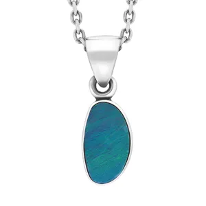 Sterling Silver Opal Doublet Abstract Necklace D