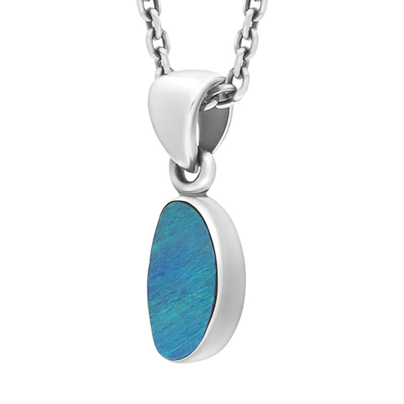 Sterling Silver Opal Doublet Abstract Necklace D
