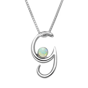Sterling Silver Opal Love Letters Initial G Necklace