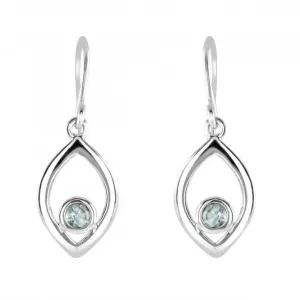 Sterling Silver Open Marquise Blue Topaz Drop Earrings 5706BT