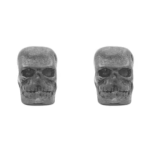 Sterling Silver Oxidised Skull Stud Earrings
