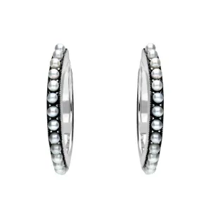 Sterling Silver Pearl Hoop Earrings