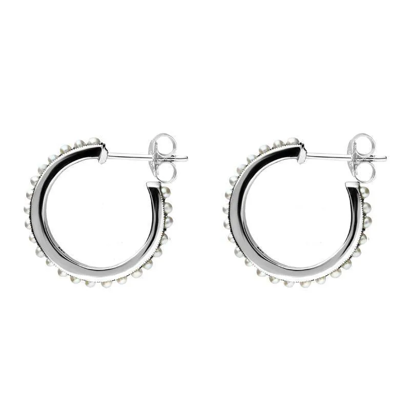 Sterling Silver Pearl Hoop Earrings