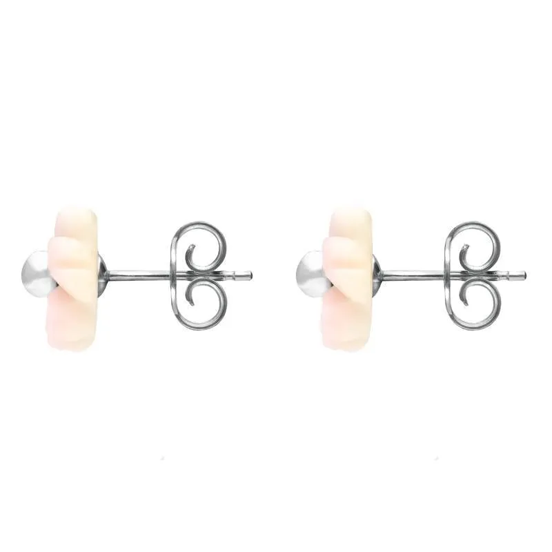 Sterling Silver Pink Conch Tuberose 6mm Gypsophila Stud Earrings