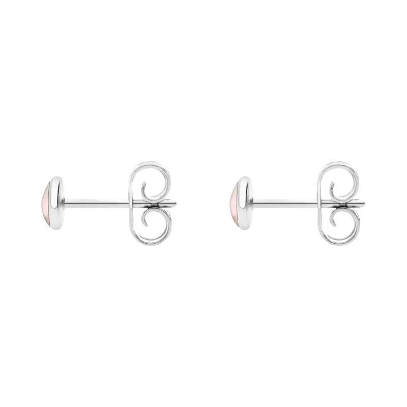 Sterling Silver Pink Mother of Pearl 4mm Classic Small Round Stud Earrings