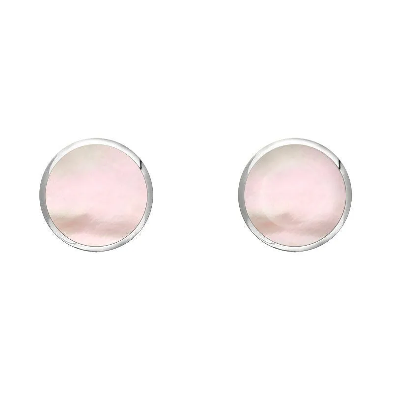 Sterling Silver Pink Mother of Pearl 4mm Classic Small Round Stud Earrings