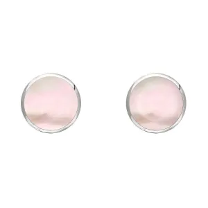 Sterling Silver Pink Mother of Pearl 4mm Classic Small Round Stud Earrings