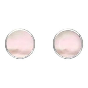 Sterling Silver Pink Mother of Pearl 8mm Classic Large Round Stud Earrings