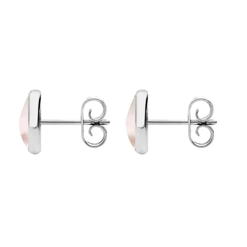 Sterling Silver Pink Mother of Pearl 8mm Classic Large Round Stud Earrings