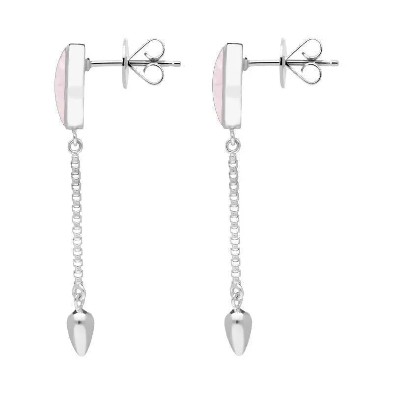 Sterling Silver Pink Mother of Pearl Lineaire Medium Drop Stud Earrings