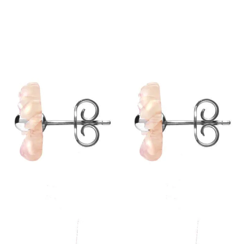 Sterling Silver Pink Mother of Pearl Tuberose 8mm Daisy Stud Earrings