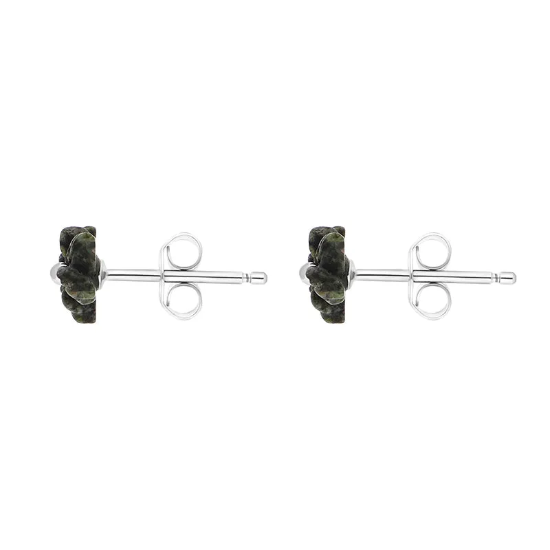 Sterling Silver Preseli Blue Stone Tuberose Flower 8mm Stud Earrings