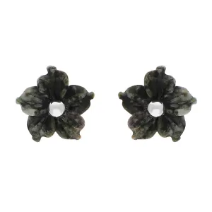 Sterling Silver Preseli Blue Stone Tuberose Flower 8mm Stud Earrings