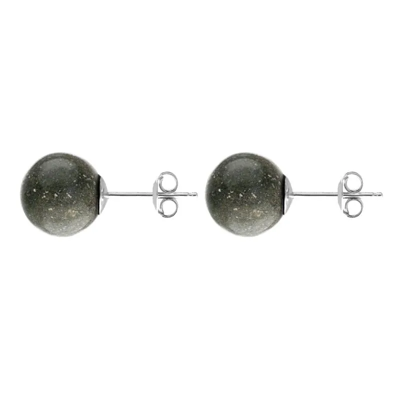 Sterling Silver Preseli Bluestone 8mm Ball Stud Earrings