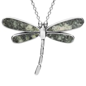 Sterling Silver Preseli Bluestone Four Stone Small Dragonfly Necklace