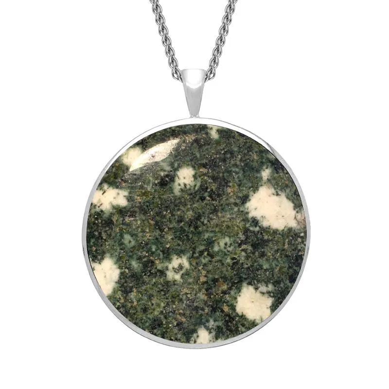 Sterling Silver Preseli Bluestone Round Classic Large Necklace