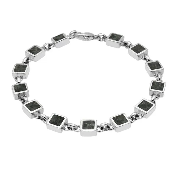 Sterling Silver Preseli Bluestone Square Bracelet