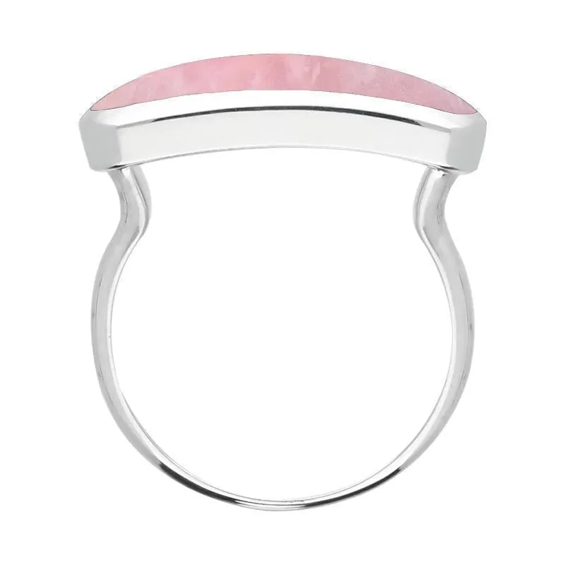 Sterling Silver Rose Quartz Lineaire Petite Oval Ring
