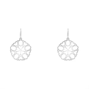 Sterling Silver Round Pierced Heart Hook Drop Earrings