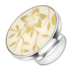 Sterling Silver Royal Crown Derby Arboretum Round Ring D