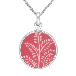 Sterling Silver Royal Crown Derby Pink Flore Filigree Round Necklace D