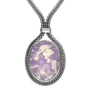 Sterling Silver Royal Crown Derby Purple Mikado Foxtail Necklace D