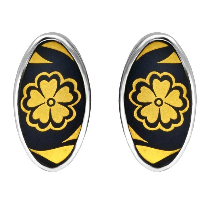 Sterling Silver Royal Crown Derby Sudbury Oval Stud Earrings D