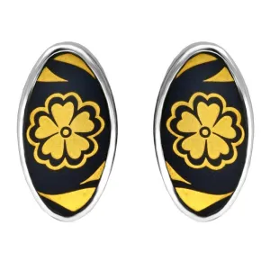 Sterling Silver Royal Crown Derby Sudbury Oval Stud Earrings D