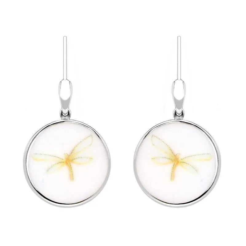 Sterling Silver Royal Doulton China Wind In The Willows Dragonfly Drop Earrings