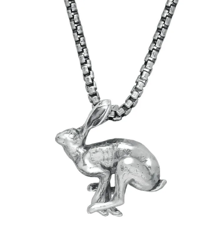 Sterling Silver Running Hares Necklace