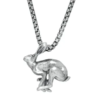Sterling Silver Running Hares Necklace