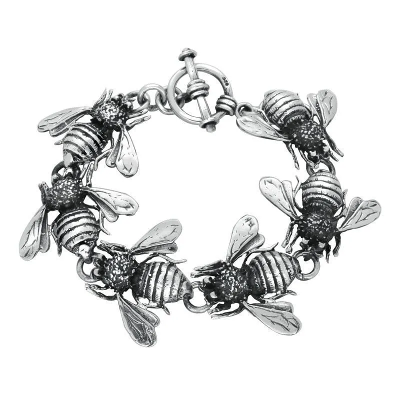 Sterling Silver Six Bee Bracelet