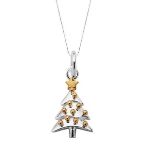 Sterling Silver Small Christmas Tree with Baubles Necklace