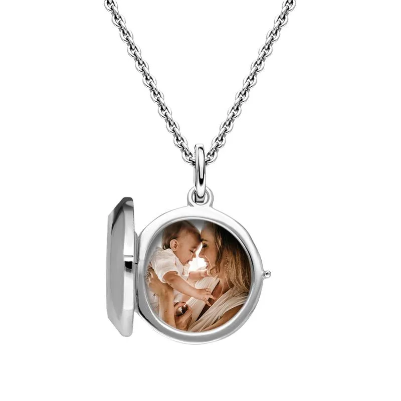 Sterling Silver Small Round Faceted Edge Keepsake Locket
