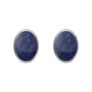 Sterling Silver Sodalite 7 x 5mm Classic Small Oval Stud Earrings