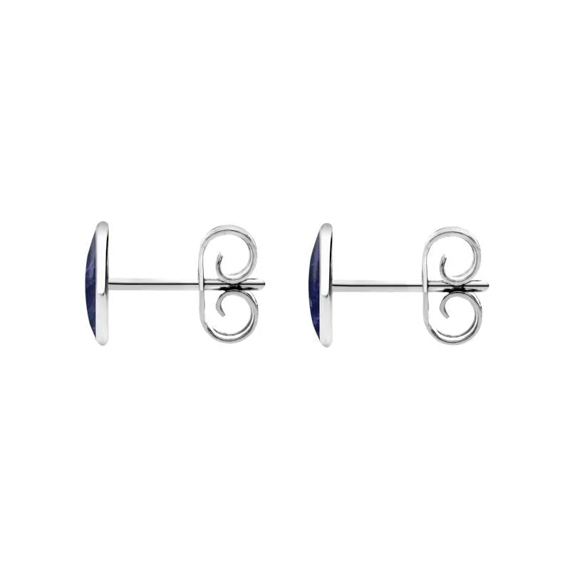 Sterling Silver Sodalite 7 x 5mm Classic Small Oval Stud Earrings