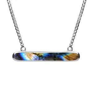 Sterling Silver Spectrolite Lineaire Oval Necklace