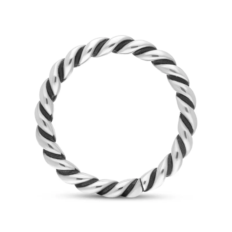 Sterling Silver Stepping Stones Twisted Rope Stacking Ring