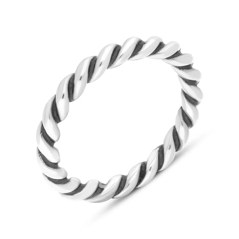 Sterling Silver Stepping Stones Twisted Rope Stacking Ring