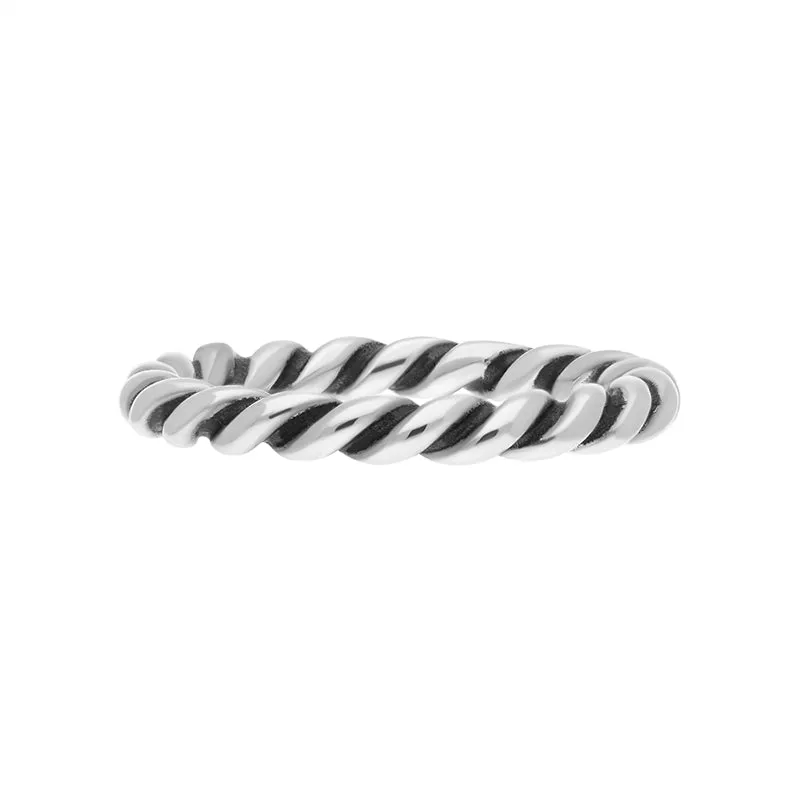 Sterling Silver Stepping Stones Twisted Rope Stacking Ring