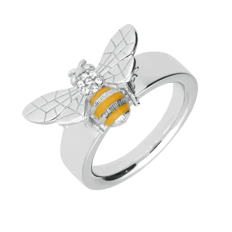 Sterling Silver Swarovski Crystal Enamel Bee Three Piece Set